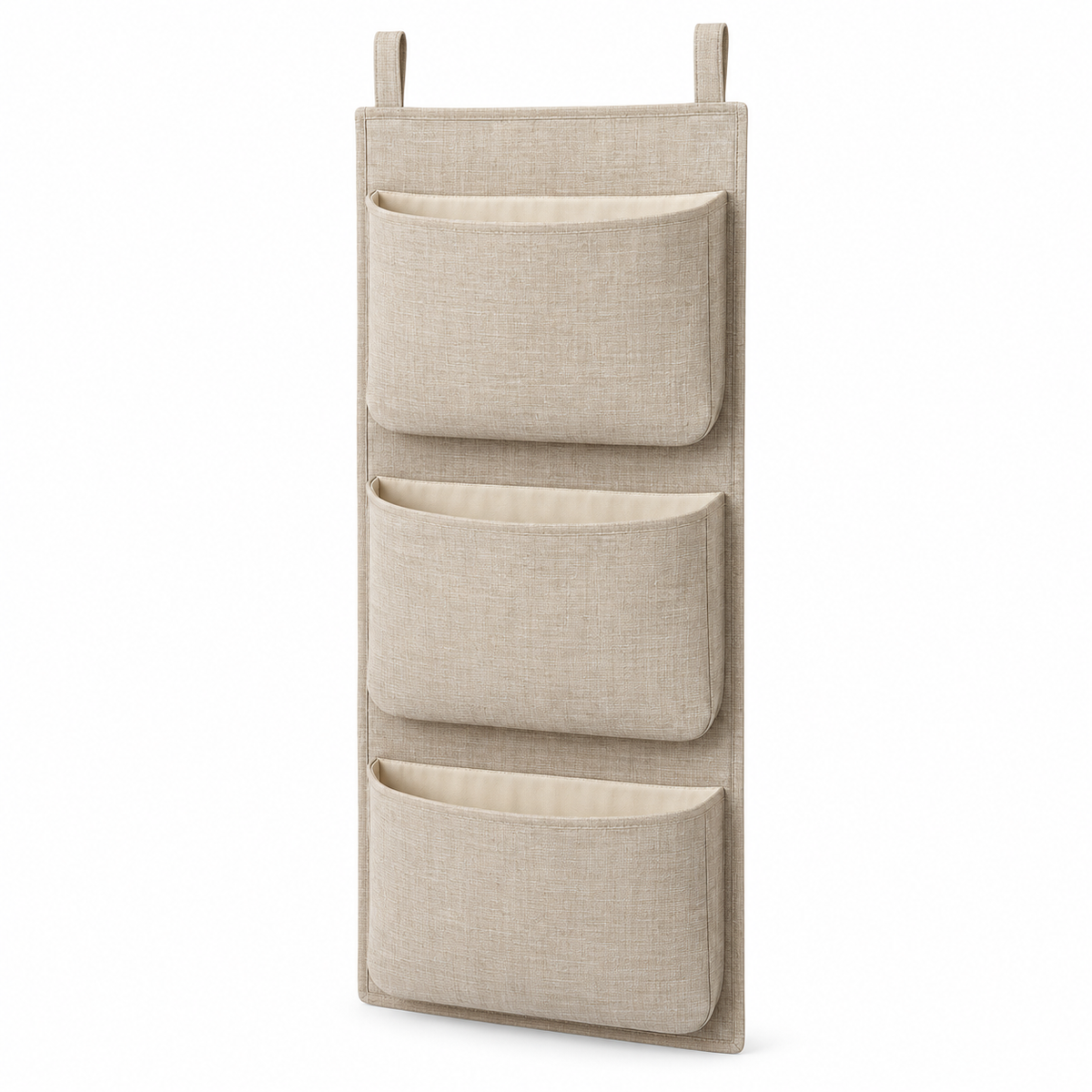 Natural Oat 3-Pocket Hanging Storage Organiser on a white background