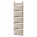 Natural Oat 5-Pocket Narrow Hanging Storage Organiser on a white background