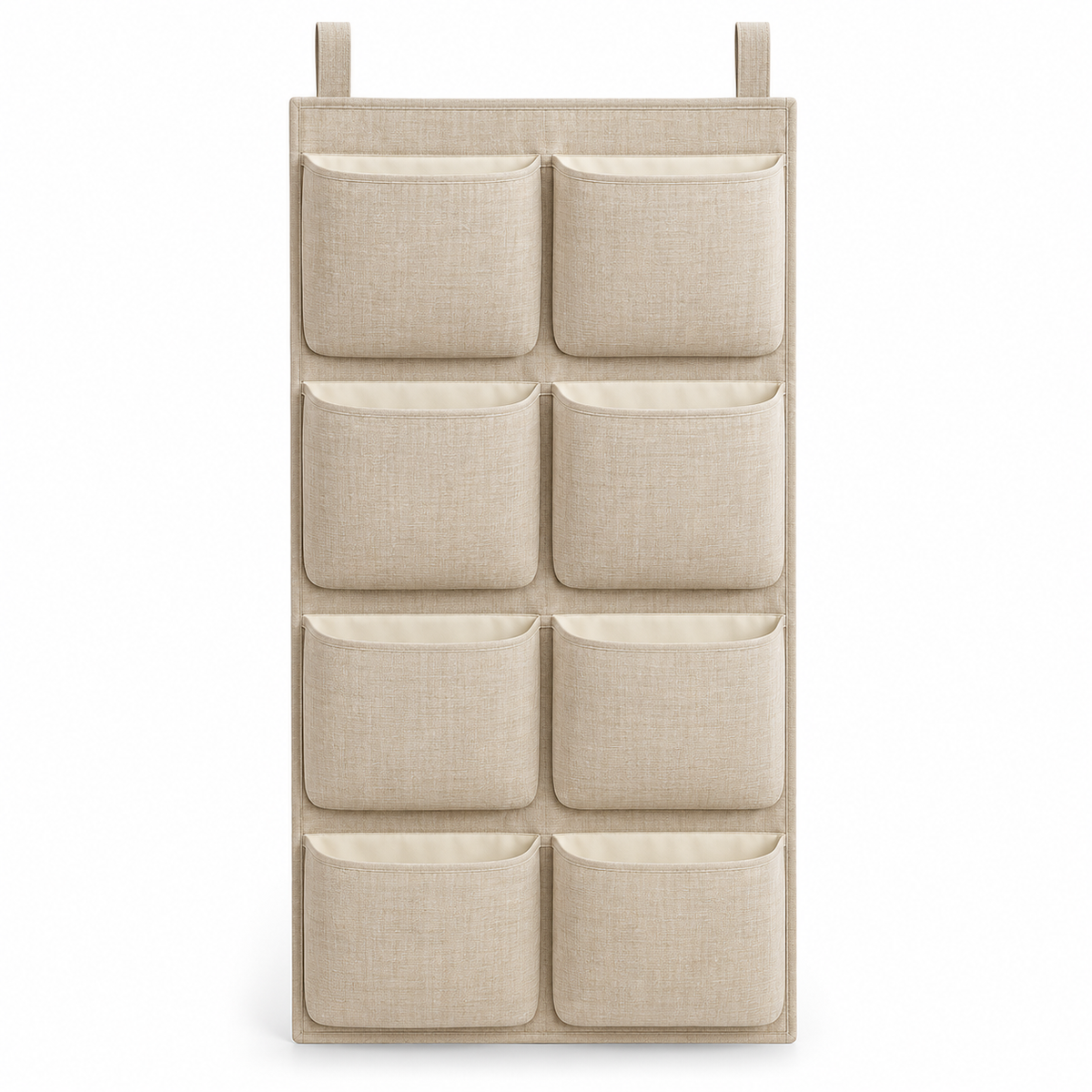 Natural Oat 8-Pocket Hanging Storage Organiser on a white background