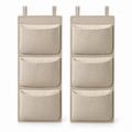 Natural Oat 3-Pocket Hanging Storage Organiser, 2-Piece Set on a white background