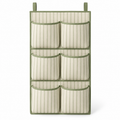 Sage Stripe 6-Pocket Hanging Storage Organiser on a white background