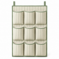 Sage Stripe 9-Pocket Hanging Storage Organiser on a white background