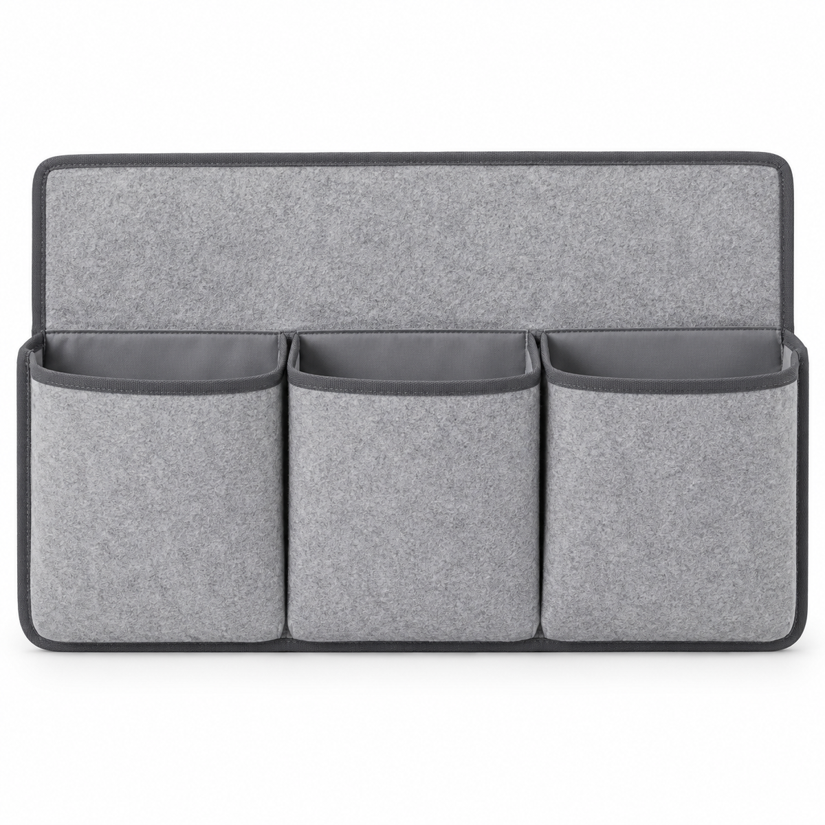 Slate Minimal Bedside 3-Pocket Storage Caddy on a white background