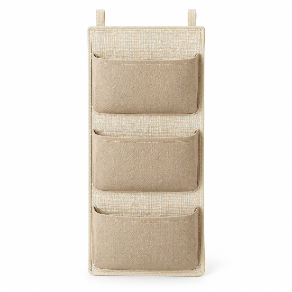 Soft Sand 3-Pocket Hanging Storage Organiser on a white background