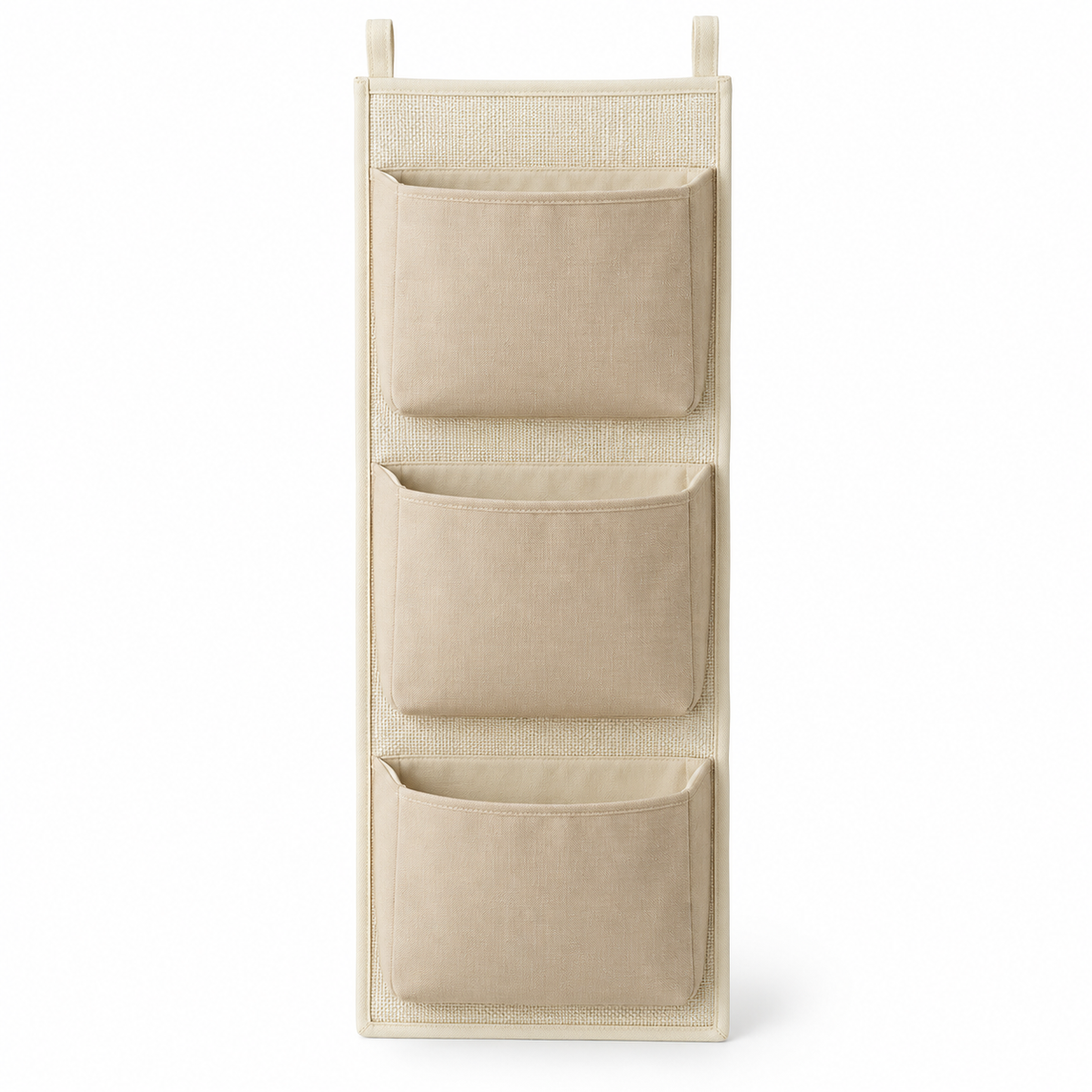 Soft Sand 3-Pocket Narrow Hanging Storage Organiser on a white background