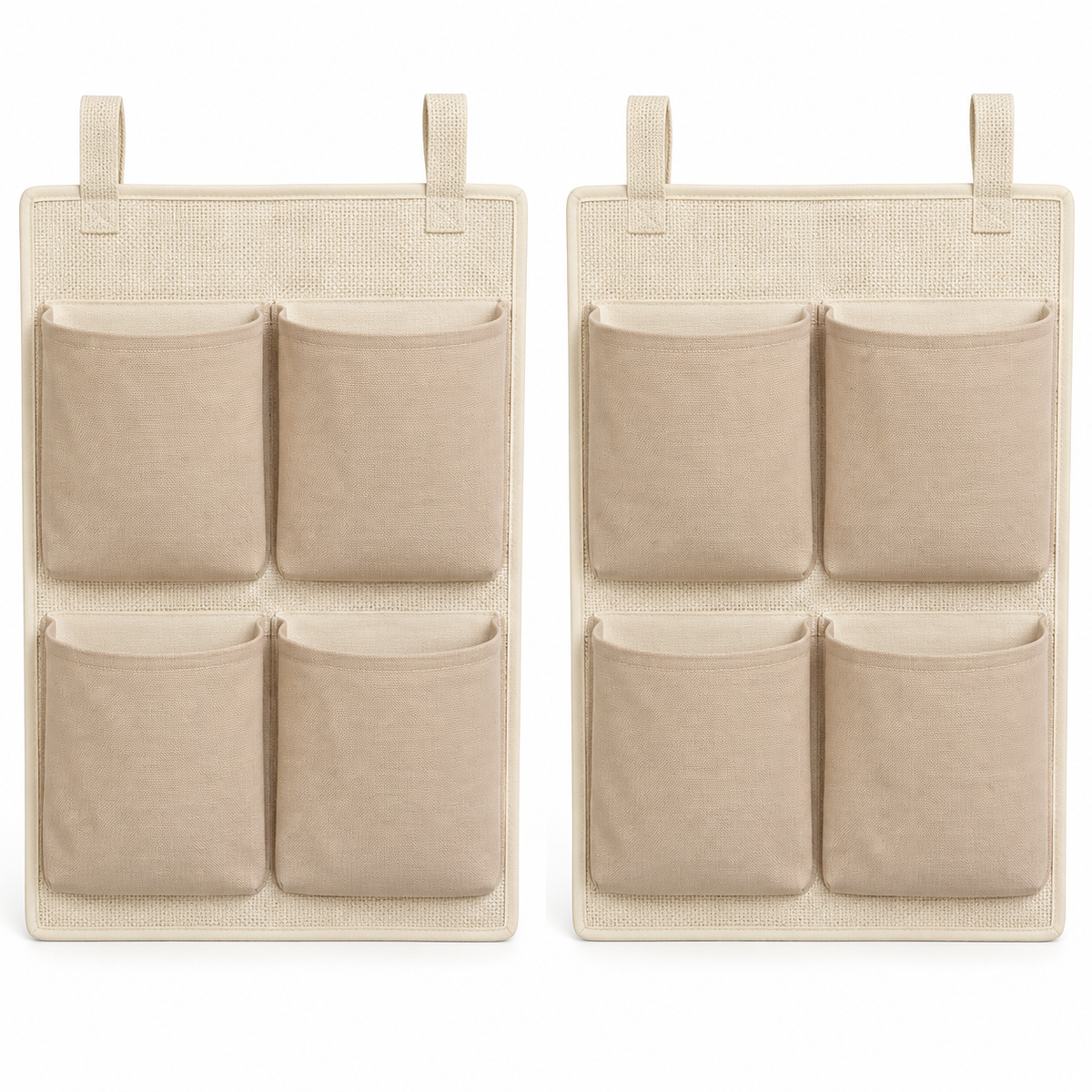 Soft Sand 4-Pocket Hanging Storage Organiser, 2-Piece Set on a white background