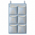 Blue Gingham 6-Pocket Hanging Storage Organiser on a white background