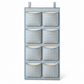 Blue Gingham 8-Pocket Hanging Storage Organiser on a white background