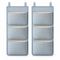 Blue Gingham 3-Pocket Hanging Storage Organiser, 2-Piece Set on a white background